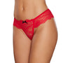 Allure Babe - a - licious Wide Lace Band Thong with Black Lace Up On Back Red O/S - Royal Sins