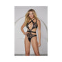 Allure Belle Du Jour Lace Teddy with Long Neck Tie Black M - Hanging - Royal Sins