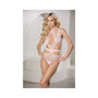 Allure Belle Du Jour Lace Teddy with Long Neck Tie Pink L - Hanging - Royal Sins