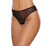 Allure Blushing High - Waisted Mesh Lace Ouverte Thong with Pearl String Black O/S - Royal Sins