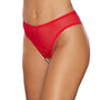 Allure Blushing High - Waisted Mesh Lace Ouverte Thong with Pearl String Red O/S - Royal Sins