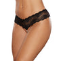Allure Lip Sync Lace Band Thong with Front - to - Back Pearl String Black O/S - Royal Sins
