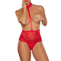 Allure Love Bug High - Waisted Lace Thong with Tie Back and Lace Collar Red O/S - Royal Sins