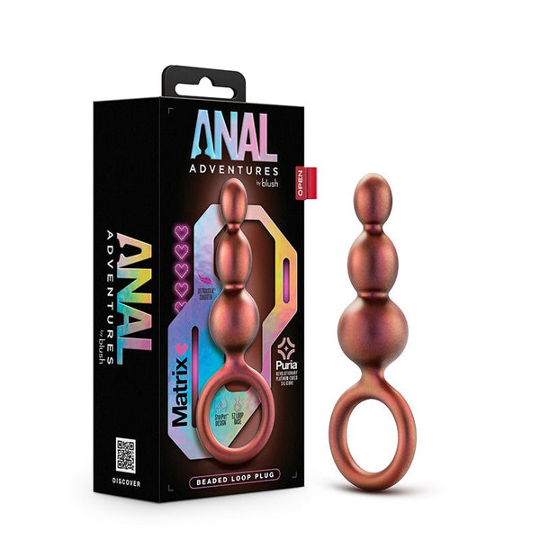 Anal Adventures Matrix Silicone Beaded Loop Plug Copper - Royal Sins
