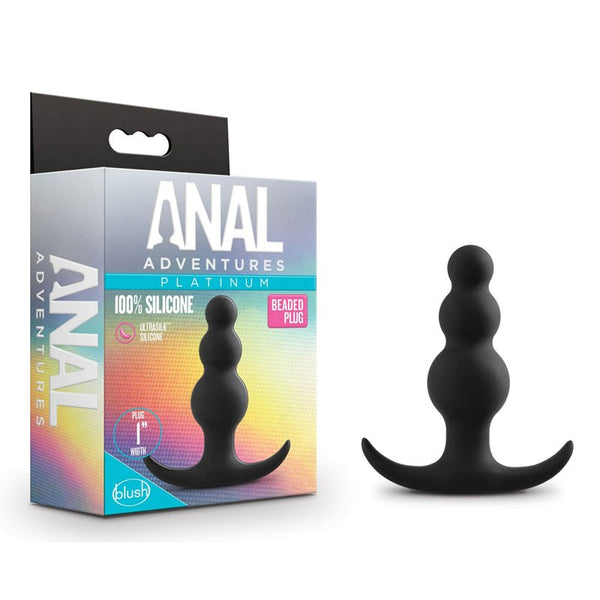 Anal Adventures Platinum Silicone Beaded Plug Black - Royal Sins
