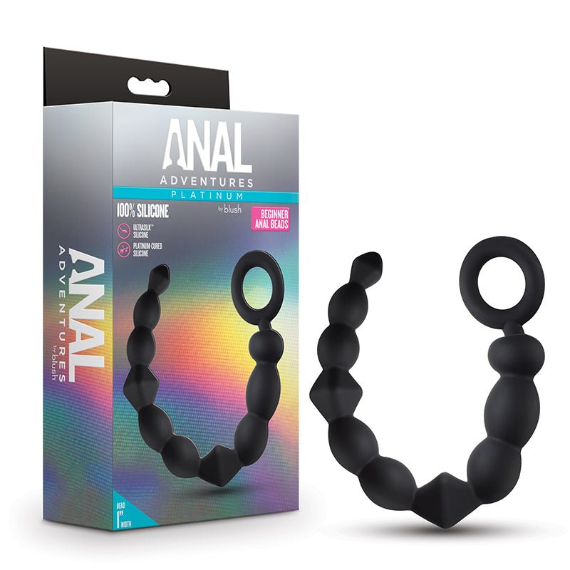 Anal Adventures Platinum Silicone Beginner Anal Beads Black - Royal Sins