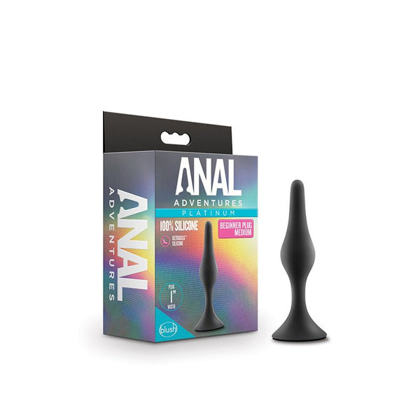 Anal Adventures Platinum Silicone Beginner Plug Medium Black - Royal Sins