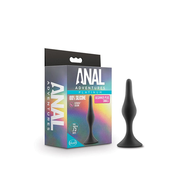 Anal Adventures Platinum Silicone Beginner Plug Small Black - Royal Sins