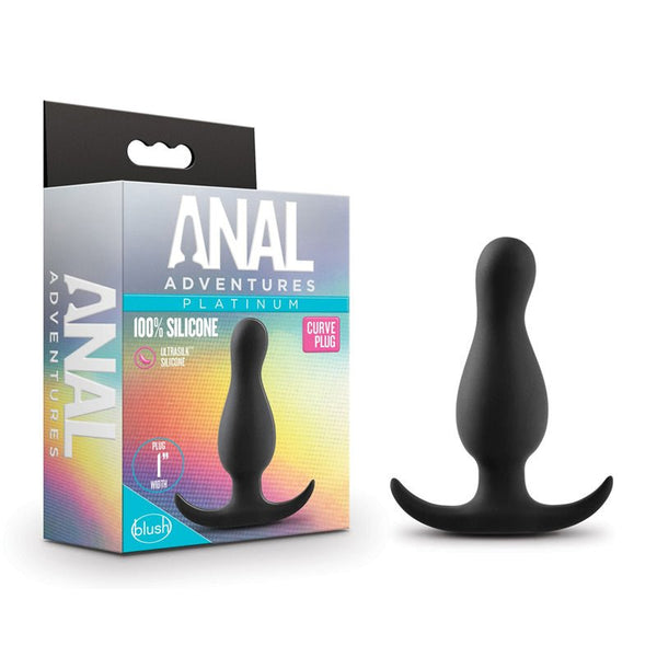 Anal Adventures Platinum Silicone Curve Plug Black - Royal Sins