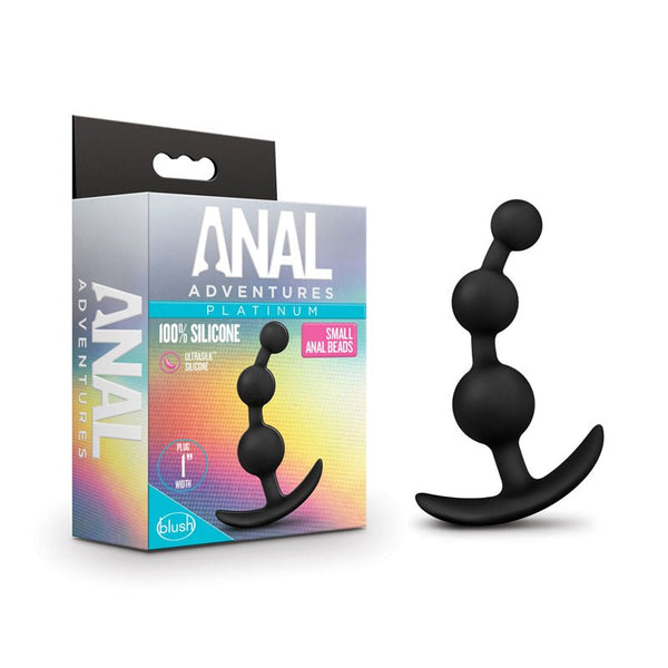 Anal Adventures Platinum Silicone Small Anal Beads Plug Black - Royal Sins