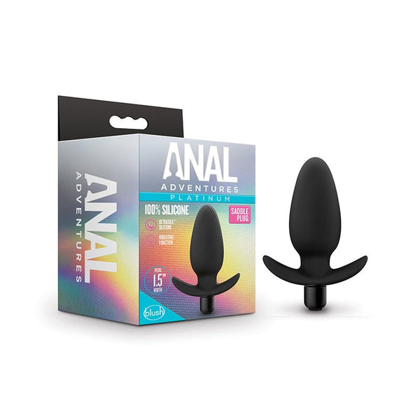 Anal Adventures Platinum Silicone Vibrating Saddle Plug Black - Royal Sins