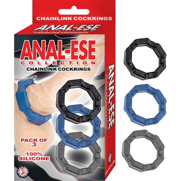 Anal - Ese Collection Chainlink Cockrings Black,Blue,Grey - Royal Sins