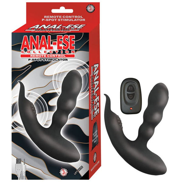 Anal Ese Collection Remote Control P - Spot Stimulator Remote Control 11 Vibrating Functions Rechargeable Drawstring Bag Silicone Waterproof Black - Royal Sins