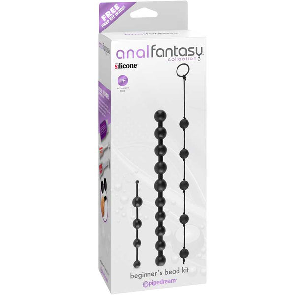 Anal Fantasy Collection 3 - Piece Silicone Beginner's Bead Kit Black - Royal Sins