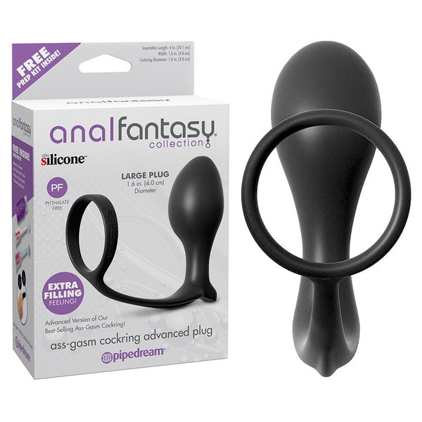 Anal Fantasy Collection Silicone Ass - Gasm Cock Ring Advanced Plug Black - Royal Sins