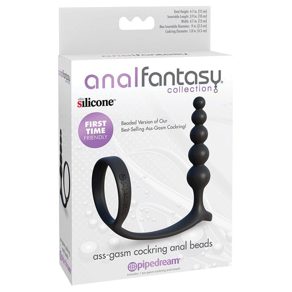 Anal Fantasy Collection Silicone Ass - Gasm Cockring Anal Beads Black - Royal Sins