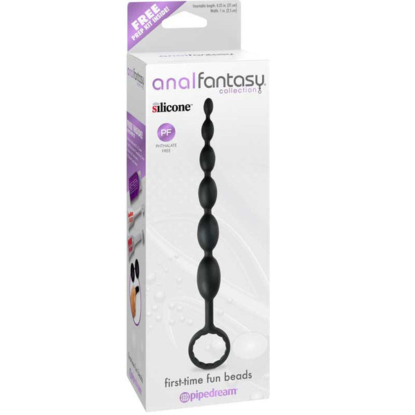 Anal Fantasy Collection Silicone First - Time Fun Beads Black - Royal Sins