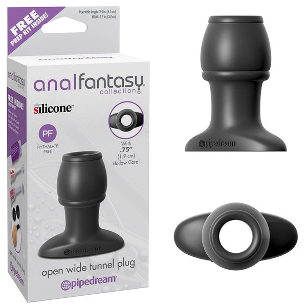 Anal Fantasy Collection Silicone Open Wide Tunnel Plug Black - Royal Sins