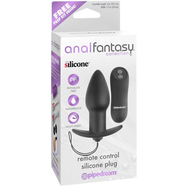 Anal Fantasy Collection Vibrating Remote Control Silicone Plug Black - Royal Sins