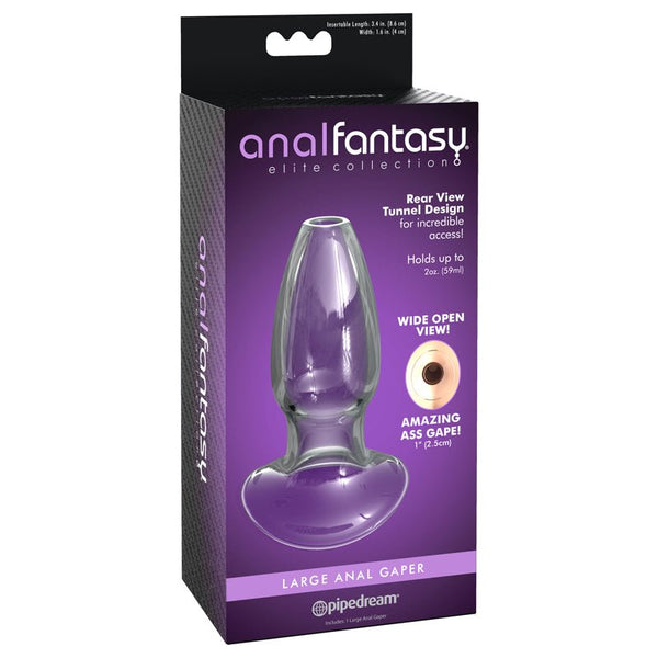 Anal Fantasy Elite Collection Large Anal Gaper Glass Tunnel Plug Clear - Royal Sins