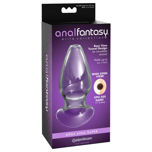 Anal Fantasy Elite Collection Mega Anal Gaper Glass Tunnel Plug Clear - Royal Sins