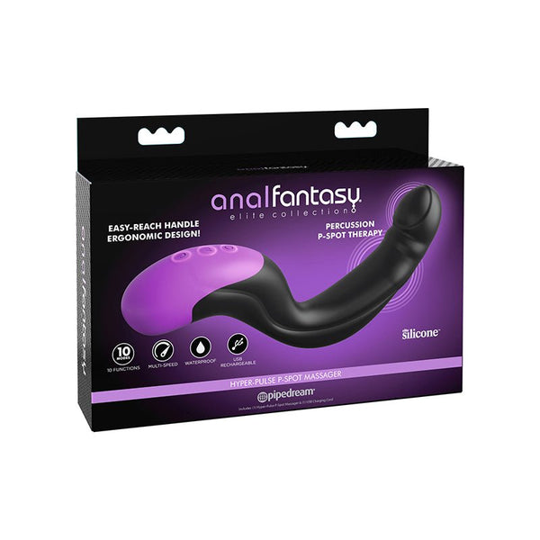 Anal Fantasy Elite Collection Rechargeable Silicone Hyper - Pulse P - Spot Massager Black - Royal Sins
