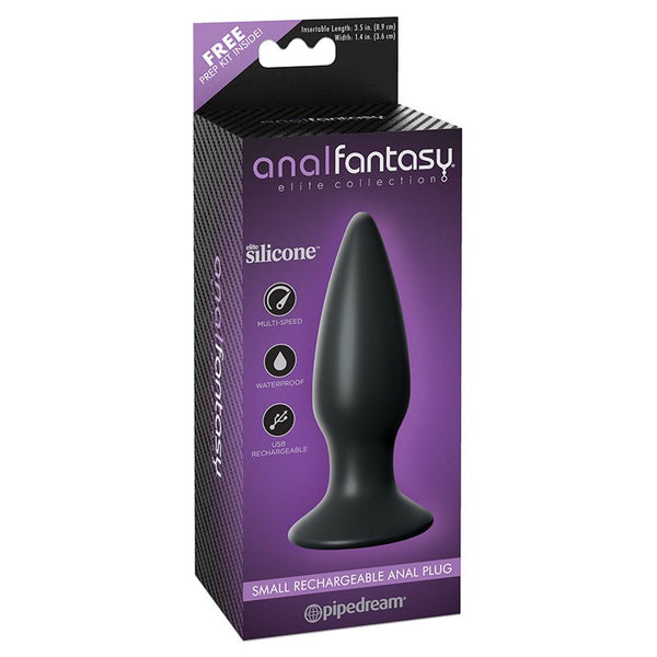 Anal Fantasy Elite Collection Small Rechargeable Vibrating Silicone Anal Plug Black - Royal Sins