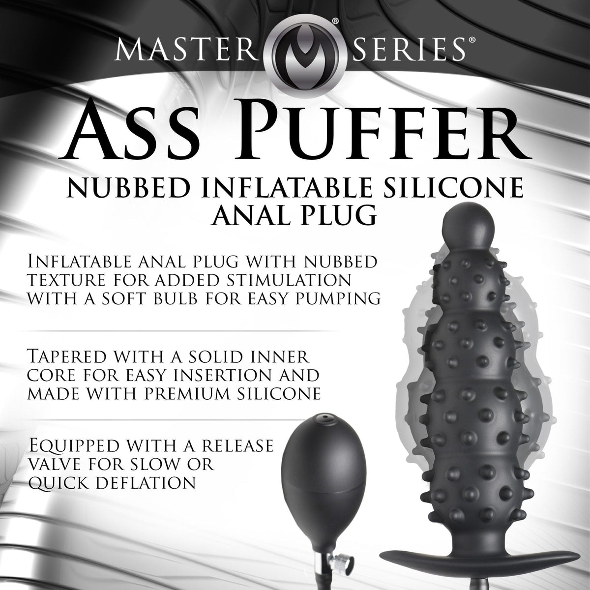 Ass Puffer Nubbed Inflatable Silicone Anal Plug - Royal Sins