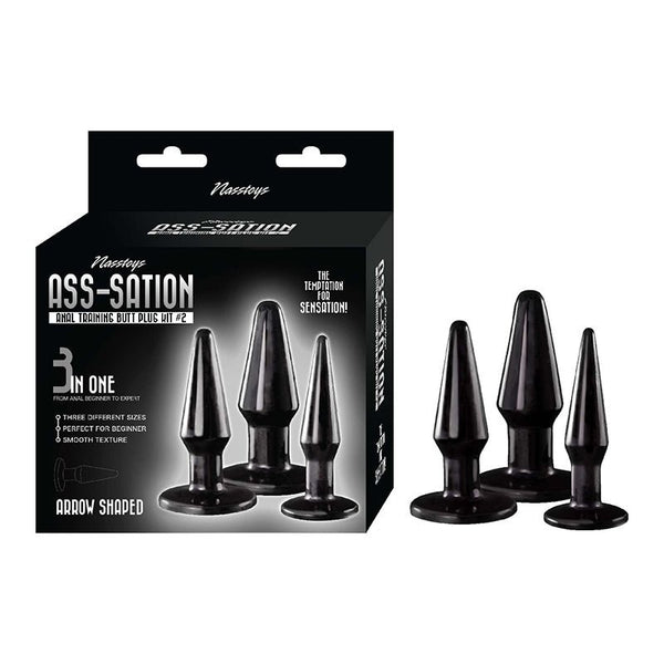 Ass - Sation Anal Training Butt Plug Kit 2 Black - Royal Sins