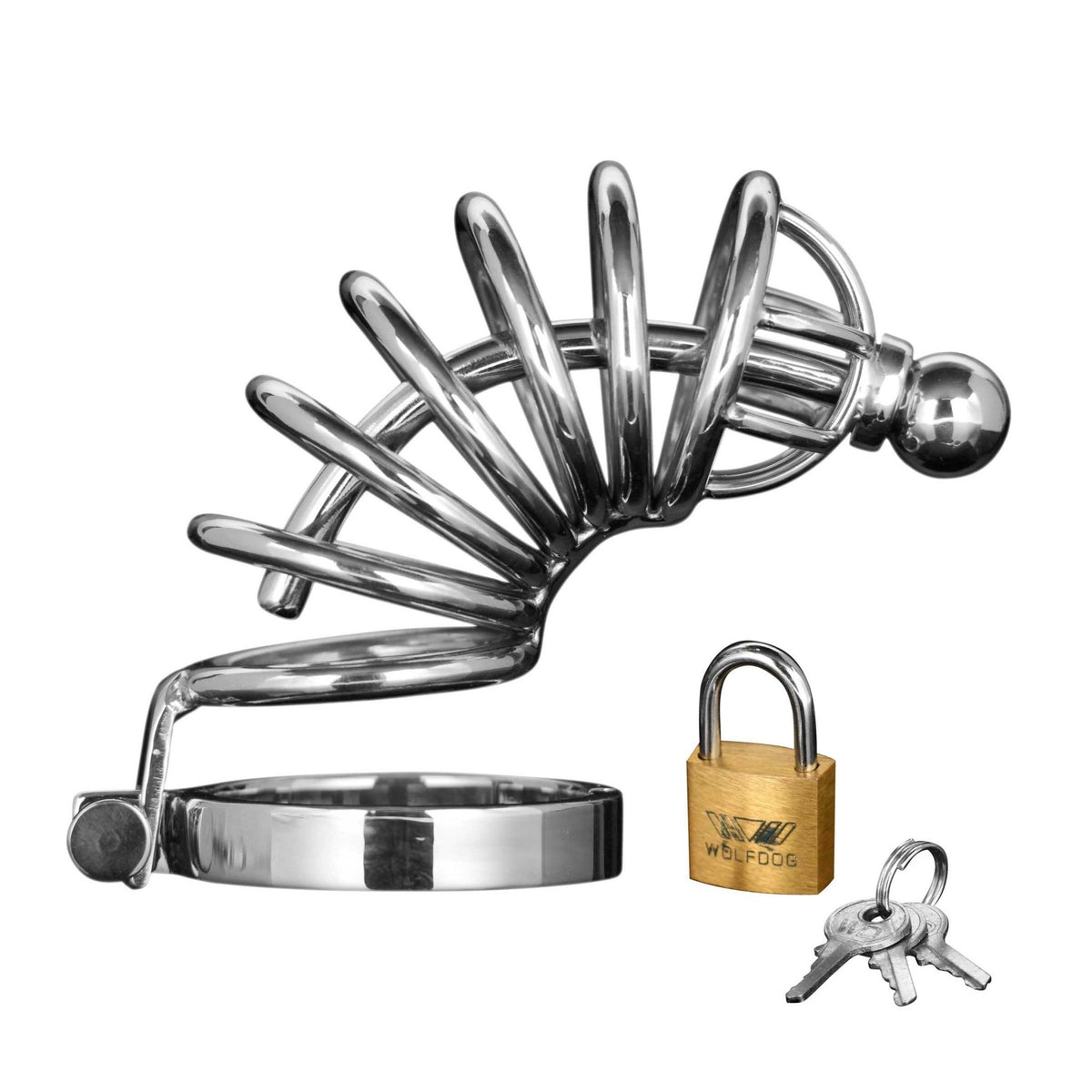 Asylum 6 Ring Locking Chastity Cage - Royal Sins