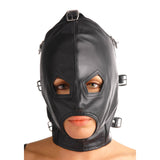 Asylum Leather Hood with Removable Blindfold and Muzzle - ML - Royal Sins