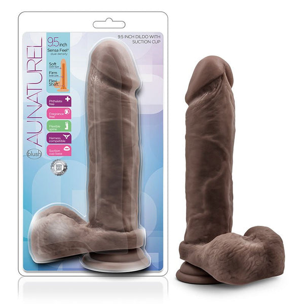 Au Natural - 9.5in Dildo with Suction Cup - Chocolate - Royal Sins