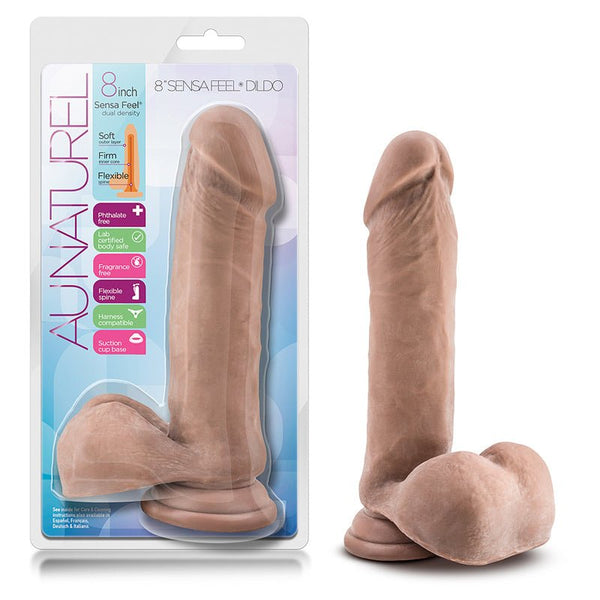 Au Naturel 8 in. Posable Dual Density Dildo with Balls Tan - Royal Sins