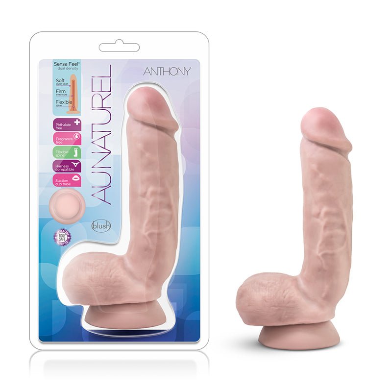 Au Naturel Anthony 8.5 in. Posable Dual Density Dildo with Balls Beige - Royal Sins