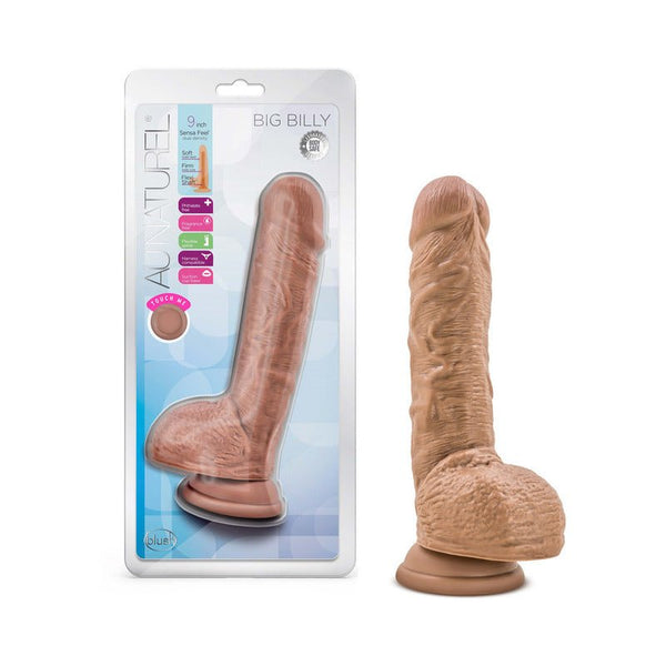 Au Naturel Big Billy 9 in. Posable Dual Density Dildo with Balls Tan - Royal Sins
