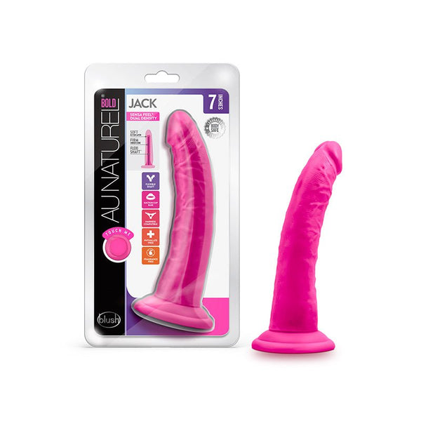Au Naturel Bold Jack 7 in. Posable Dual Density Dildo Pink - Royal Sins