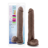 Au Naturel Daddy 14 in. Posable Dual Density Dildo with Balls Brown - Royal Sins