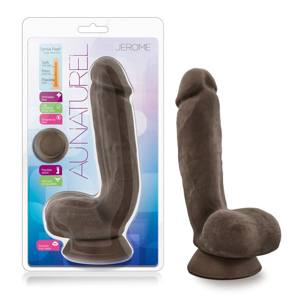 Au Naturel Jerome 8.5 in. Posable Dual Density Dildo with Balls Brown - Royal Sins
