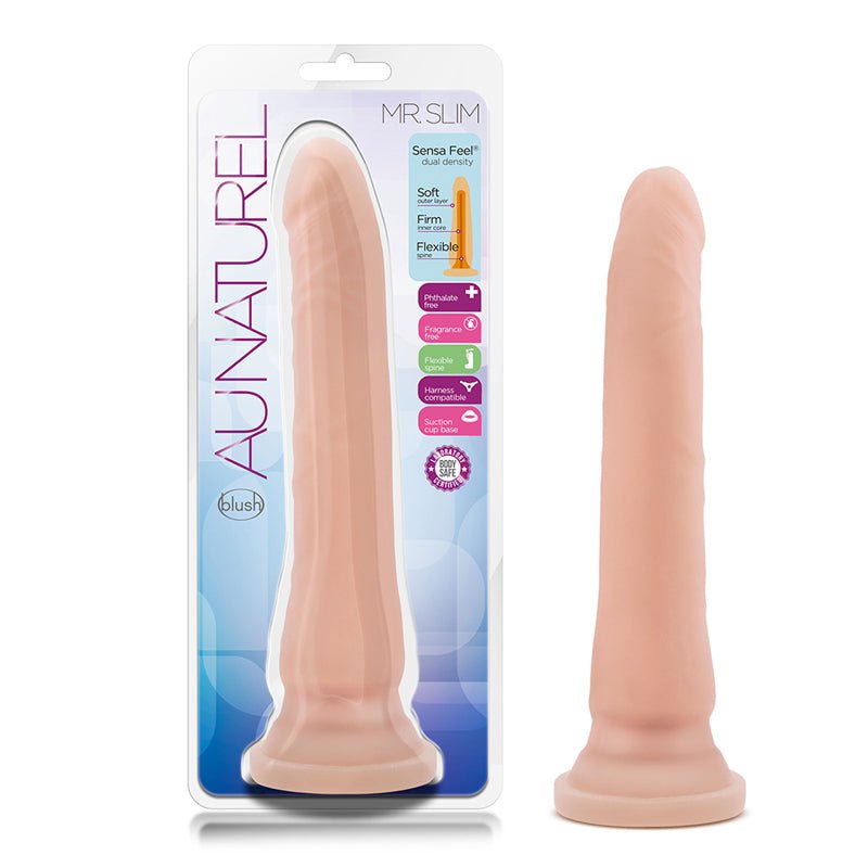 Au Naturel Mr. Slim 9.25 in. Posable Dual Density Dildo Beige - Royal Sins