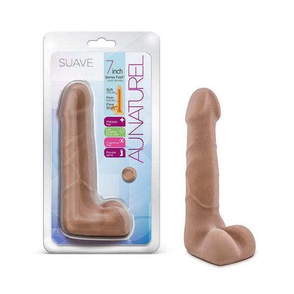 Au Naturel Suave 7 in. Posable Dual Density Dildo with Balls Tan - Royal Sins