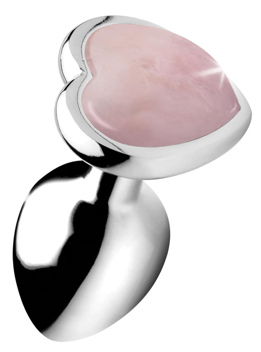 Authentic Rose Quartz Gemstone Heart Anal Plug - Small - Royal Sins