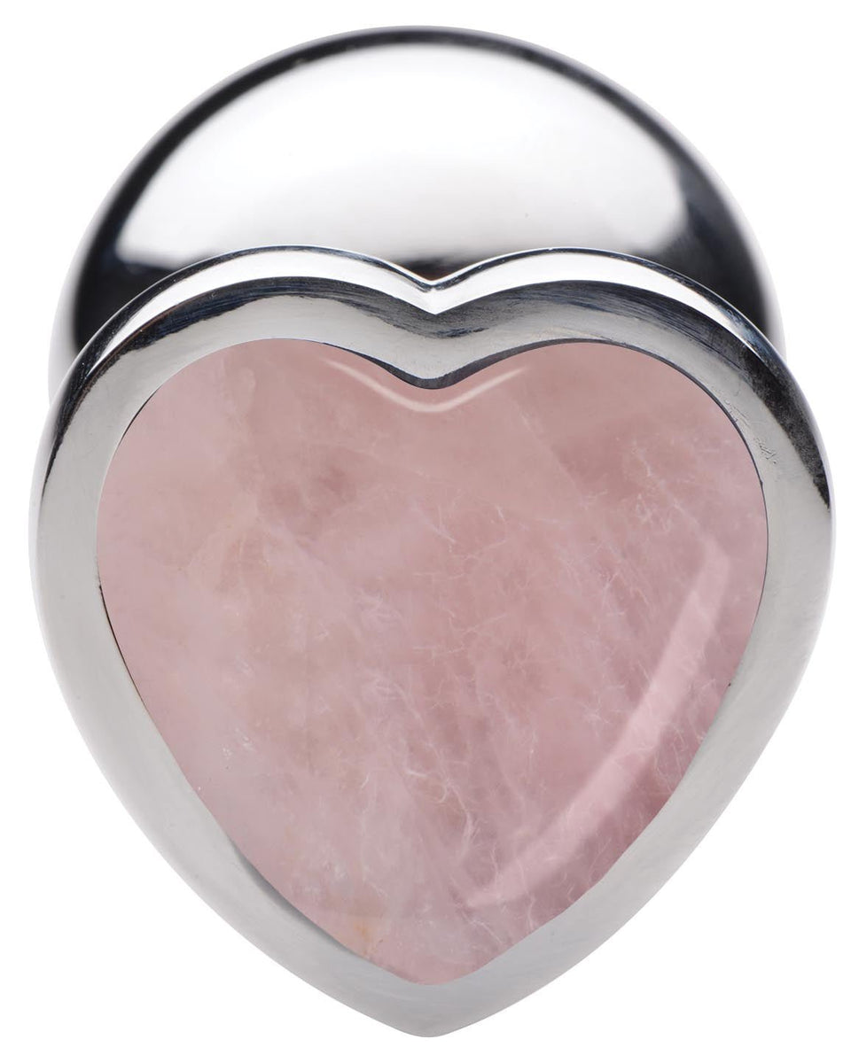 Authentic Rose Quartz Gemstone Heart Anal Plug - Small - Royal Sins