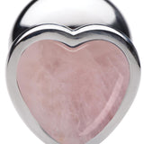 Authentic Rose Quartz Gemstone Heart Anal Plug - Small - Royal Sins