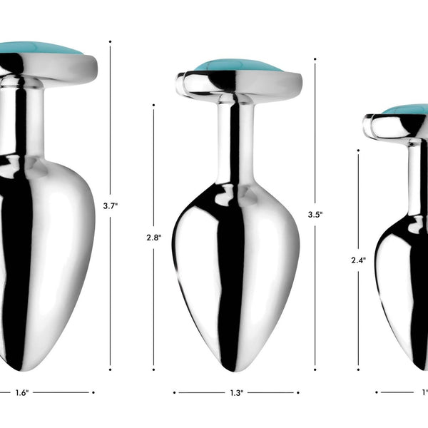 Authentic Turquoise Gemstone Heart Anal Plug - Small - Royal Sins