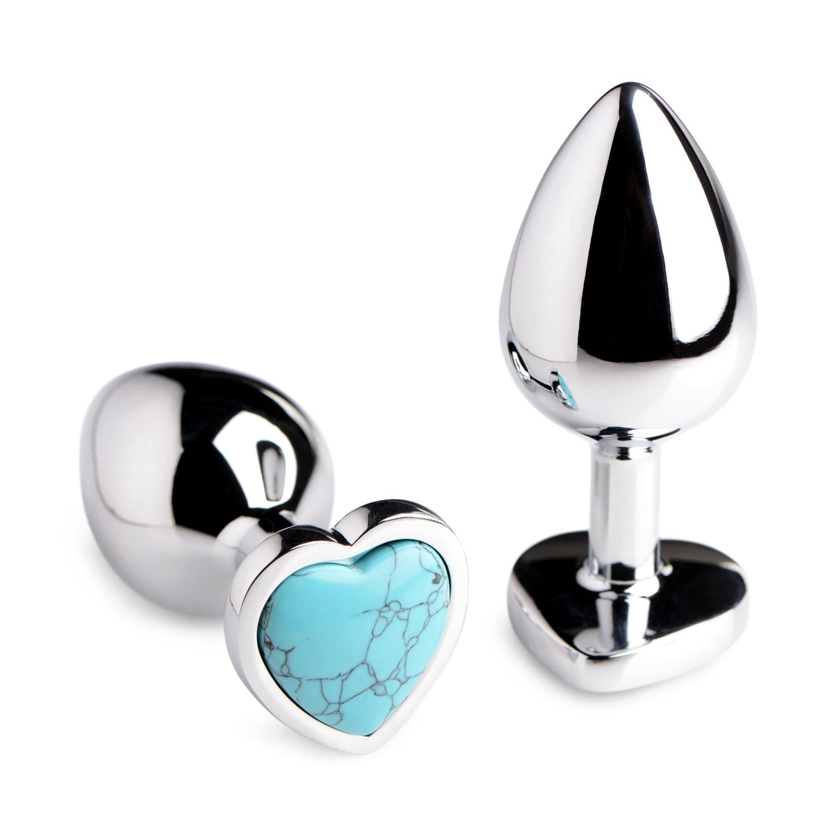 Authentic Turquoise Gemstone Heart Anal Plug - Small - Royal Sins