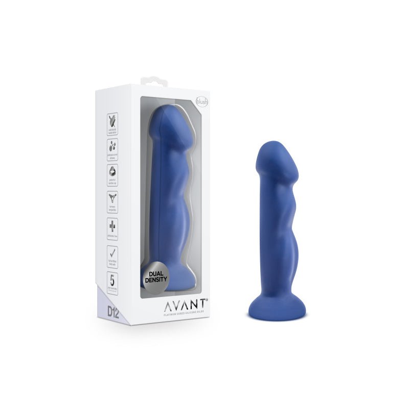 Avant D12 Suko 8 in. Dual Density Silicone Dildo Indigo - Royal Sins