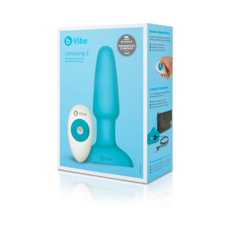 b - Vibe Rimming 2 Rotating and Vibrating Remote Control Plug Teal - Royal Sins