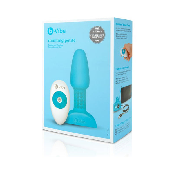 b - Vibe Rimming Petite Rotating and Vibrating Remote Control Plug Teal - Royal Sins