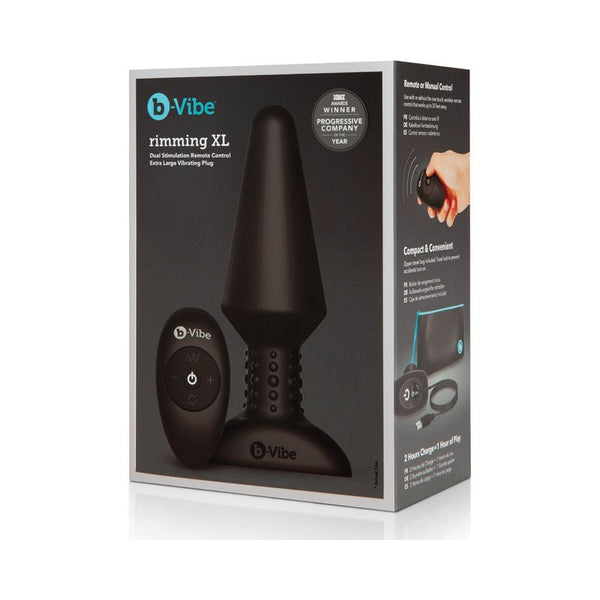 b - Vibe Rimming XL Rotating and Vibrating Remote Control Plug Black - Royal Sins
