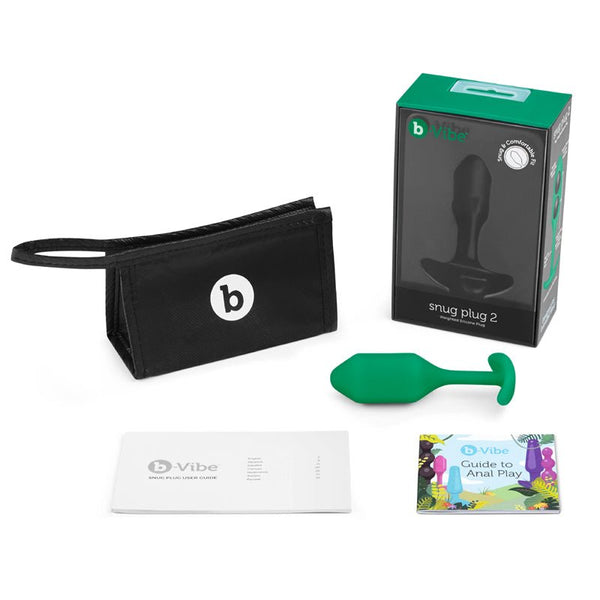 b - Vibe Snug Plug 2 Weighted Silicone Anal Plug Green - Royal Sins